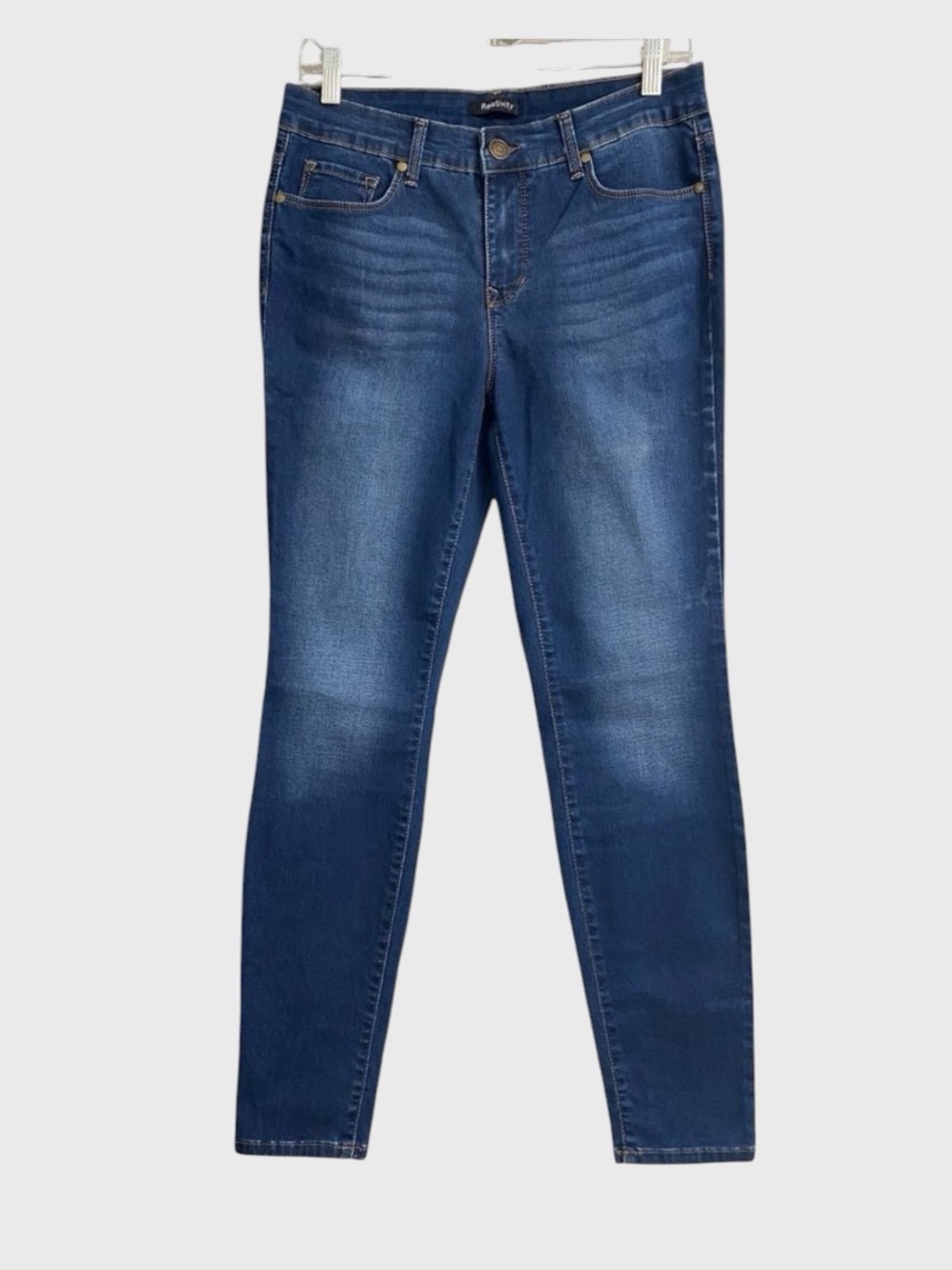 Relativity Skinny Jeans Women's Size 10 Medium Wash Fading Whiskering Casual